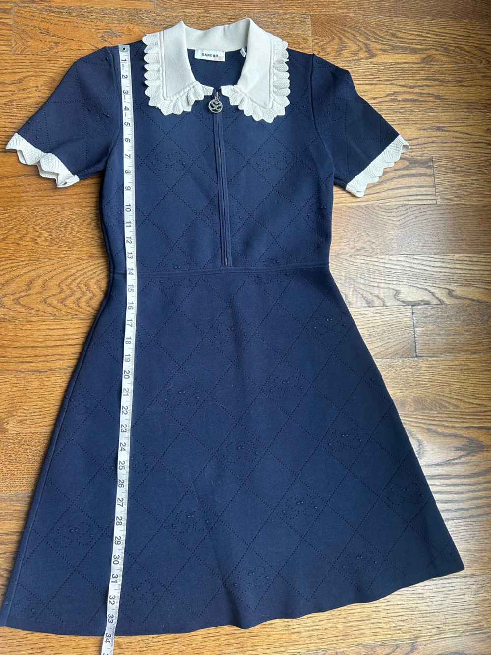 Sandro Scalloped Collar Dress Sz French 38/US 6 - Picture 10 of 14
